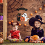 Halloween Welcome Wooden Ghost Door Wreath Sign For Indoor Outdoor DéCor - Pumpkin Black Cat Design