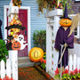 Halloween Welcome Wooden Ghost Door Wreath Sign For Indoor Outdoor DéCor - Pumpkin Black Cat Design