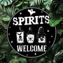 Spooky Halloween Welcome Metal Sign With Ghost And Pumpkin For Home Or Cafe Decor