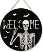 Rustic Halloween Skull Welcome Sign For Outdoor Doors - Seasonal Party DéCor