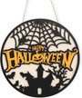 Personalized Halloween Welcome Wood Sign - Indoor Party Decorations With Ghosts And Garland For Home
