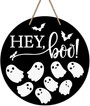 Halloween Welcome Wood Sign For Outdoor Door - Spooky Wreath Hanging Decor For Home Party