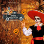 Vintage Rustic Halloween Welcome Door Sign With Horror Truck Pattern For Indoor Outdoor DéCor