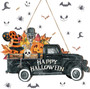Vintage Rustic Halloween Welcome Door Sign With Horror Truck Pattern For Indoor Outdoor DéCor