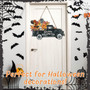 Vintage Rustic Halloween Welcome Door Sign With Horror Truck Pattern For Indoor Outdoor DéCor