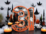 Spooky October 31 Halloween Wood Sign - Ghost, Spider, Bat Design For Table DéCor