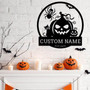 Custom Halloween Pumpkin Metal Sign With Spider Webs And Ghosts For Bedroom Or Front Porch DéCor