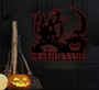 Custom Halloween Pumpkin Witch Metal Sign For Home DéCor With Black Cat & Spider Web Design - Perfect Halloween Decorations