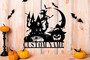 Custom Halloween Pumpkin Witch Metal Sign For Home DéCor With Black Cat & Spider Web Design - Perfect Halloween Decorations