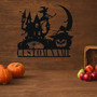 Custom Halloween Pumpkin Witch Metal Sign For Home DéCor With Black Cat & Spider Web Design - Perfect Halloween Decorations