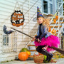 Personalized Spooky Cat Pumpkin Wood Sign For Halloween Front Door Welcome Decoration