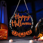 Personalized Spooky Cat Pumpkin Wood Sign For Halloween Front Door Welcome Decoration