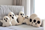 Plush Sherpa Skull Pillow – Spooky Skeleton Cushion for Gothic Halloween Decor
