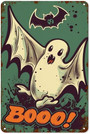 Retro Ghost Halloween Metal Sign for Home Decor and Outdoor Decor