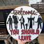 Personalized Halloween Welcome Sign With Horror Movie Characters For Farmhouse Porch