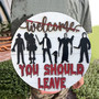 Personalized Halloween Welcome Sign With Horror Movie Characters For Farmhouse Porch