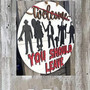 Personalized Halloween Welcome Sign With Horror Movie Characters For Farmhouse Porch
