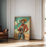 Skeleton Cowboy Canvas Art - Vintage Western Style For Eclectic Homes
