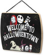Fun Skeleton-Themed Halloween Town Wood Sign For Home Decor