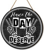 Funny Skeleton Peace Wood Sign For Home Office - Black And White Motivational Decor For Women And Men