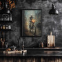 Spooky Skeleton Wall Art Canvas Halloween Gothic Design For Haunted House Decor Dark Academia Aesthetic