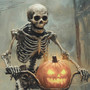 Spooky Skeleton Wall Art Canvas Halloween Gothic Design For Haunted House Decor Dark Academia Aesthetic