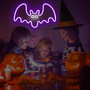 Trick Or Treat Bat Neon Light Decor For Halloween Festivities Indoor Home Party Decorations