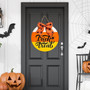Trick Or Treat Wooden Door Sign With Spider Web & Candy Corn For Halloween Front Porch Outdoor Decoration