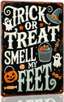 Trick Or Treat Halloween Metal Sign For Farmhouse And Haunted House Decor - Holiday Party Wall Art