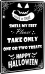 Gothic Trick Or Treat Metal Sign - Indoor Outdoor Halloween Decoration For Garage, Bar, Patio, Kitchen
