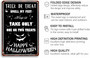 Personalized Trick Or Treat Vintage Metal Sign - Witch & Pumpkin Halloween Decor For Home Or Cafe