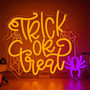 Dimmable Trick Or Treat Neon Sign - Spider LED Light For Halloween Party & Home Bar