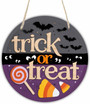 Trick Or Treat Halloween Wood Sign With Watercolor Bats - Indoor Welcome Plaque For Home Decoration