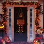 Halloween Trick Or Treat Wooden Sign With Witch Legs Hat - Rustic Front Door Hanger For Porch Indoor Outdoor