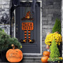 Halloween Trick Or Treat Wooden Sign With Witch Legs Hat - Rustic Front Door Hanger For Porch Indoor Outdoor