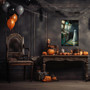 Cute Ghost In Abandoned Arcade - Gothic Halloween Canvas For Bathroom & Kitchen Decor