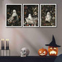 3Pcs Romantic Ghost Halloween Canvas Set For Bathroom - Vintage Gothic Wall Decor With Wildflowers