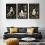 3Pcs Romantic Ghost Halloween Canvas Set For Bathroom - Vintage Gothic Wall Decor With Wildflowers