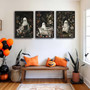 3Pcs Romantic Ghost Halloween Canvas Set For Bathroom - Vintage Gothic Wall Decor With Wildflowers