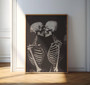 Vintage Skeleton Wall Art Canvas - Romantic Couple Kissing Print For Halloween DéCor
