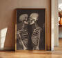 Vintage Skeleton Wall Art Canvas - Romantic Couple Kissing Print For Halloween DéCor