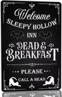 Spooky Welcome To Sleepy Hollow Inn Metal Sign For Halloween Decor In Kitchen Or Home Bar - Vintage Style