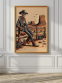 Retro Skeleton Cowboy Canvas - Western Wall Art For Living Room - Unique Wild West Skull Decor