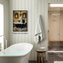 Whimsical Ghost Halloween Canvas Art For Bathroom - Gothic Black Cat & Reading Ghost In Bathtub
