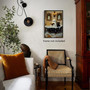 Whimsical Ghost Halloween Canvas Art For Bathroom - Gothic Black Cat & Reading Ghost In Bathtub