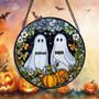 Personalized Ghost Couple Stained Glass - Spooky Anniversary Gift For Halloween Lovers