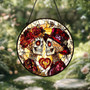 Custom Skeleton Couple Stained Glass Suncatcher For Spooky, Gothic Wedding And Halloween Anniversary Decor