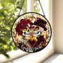 Custom Skeleton Couple Stained Glass Suncatcher For Spooky, Gothic Wedding And Halloween Anniversary Decor