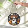 Personalized Ghost Reading Stained Glass Suncatcher For Book Lovers - Gothic Halloween Window Decor