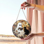 Ghost And Black Cat Halloween Stained Glass Suncatcher - Cozy Autumn Floral Decor For Book Lovers' Windows